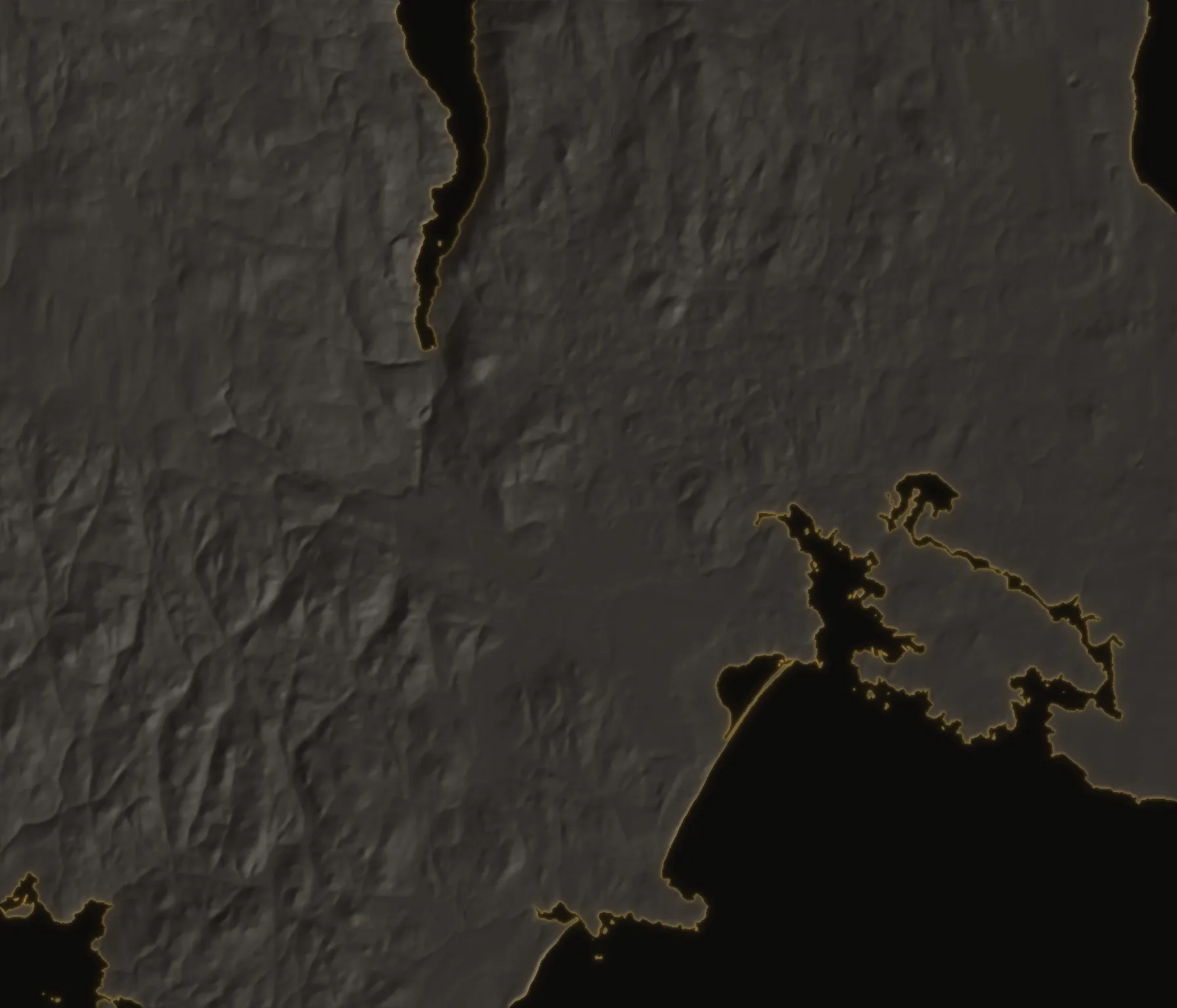 Relief map of Langford, British Columbia, marking Langford city centre, Westhills, Bear Mountain, Happy Valley, Florence Lake and Glen Lake