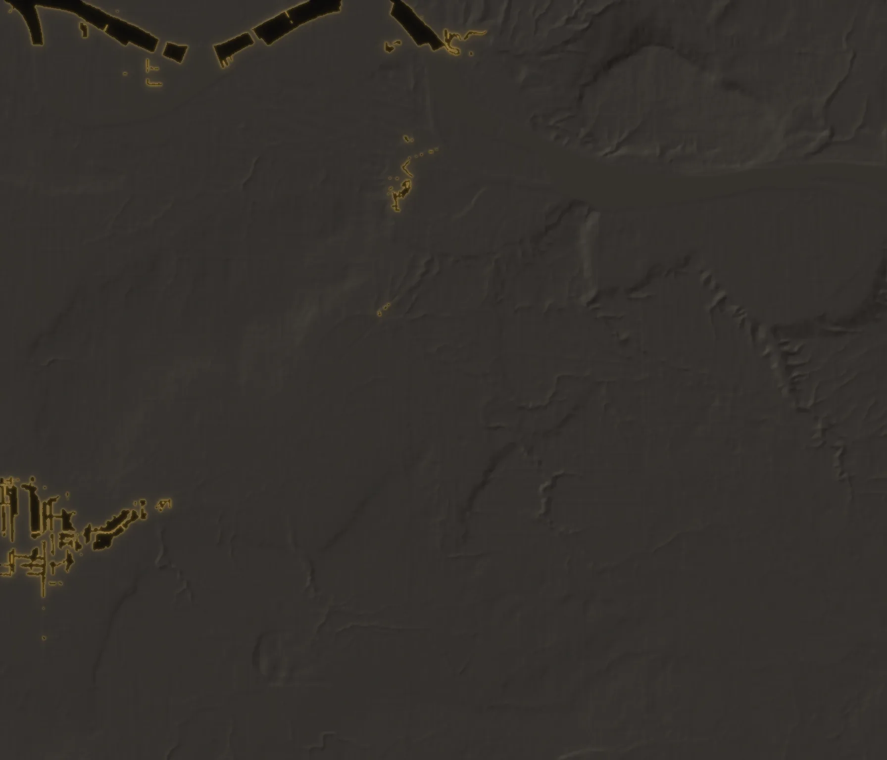 Relief map of Langley, British Columbia, marking the City of Langley, Willoughby, Walnut Grove, Fort Langley, Murrayville and Aldergrove