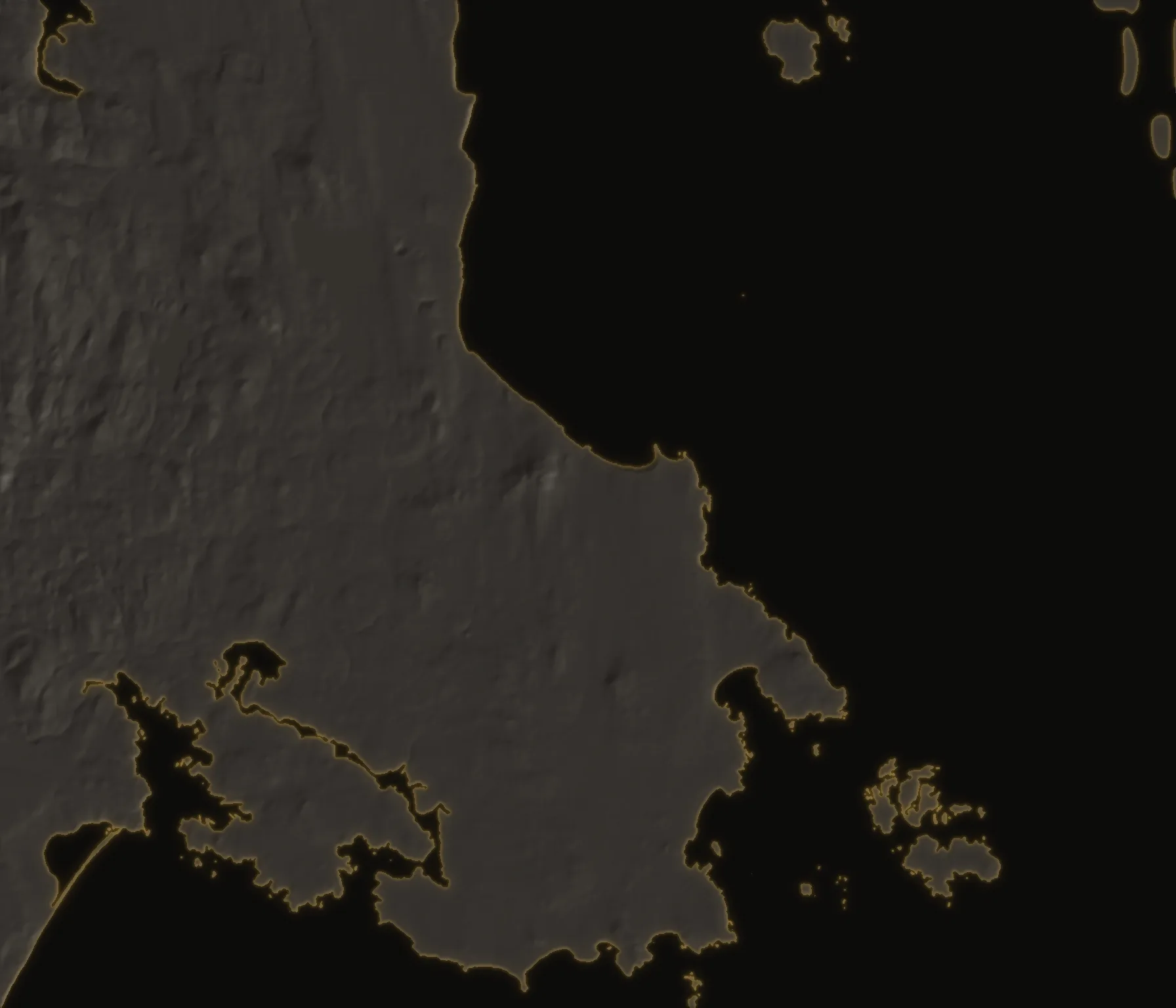 Relief map of Saanich, British Columbia, marking Gordon Head, Cadboro Bay, Cordova Bay, Royal Oak, Quadra and Tillicum